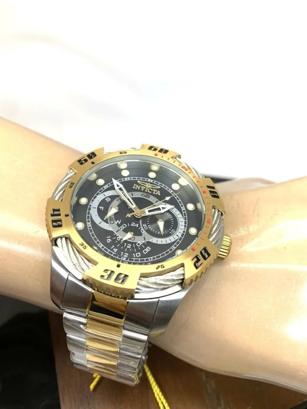 Invicta Men's Watch 45753 Speedway Quartz Chronograph Black Dial Two Tone 50mm